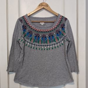 Anthropologie Gray Printed Tee